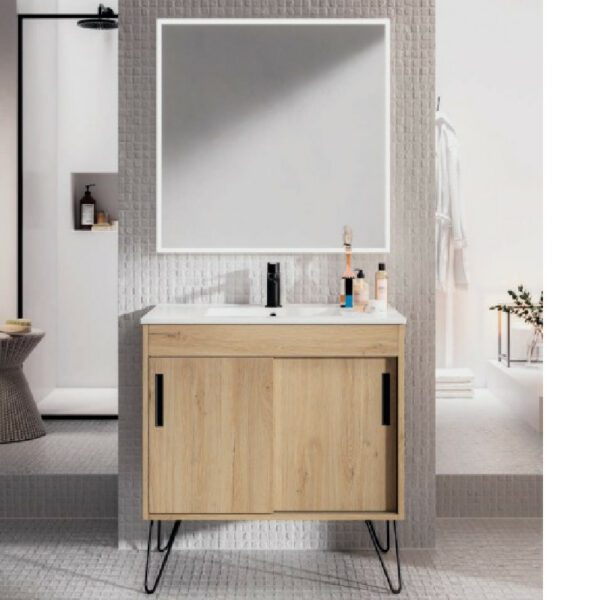 Mueble De Ba O Con Puertas Correderas Y Lavabo Integrado