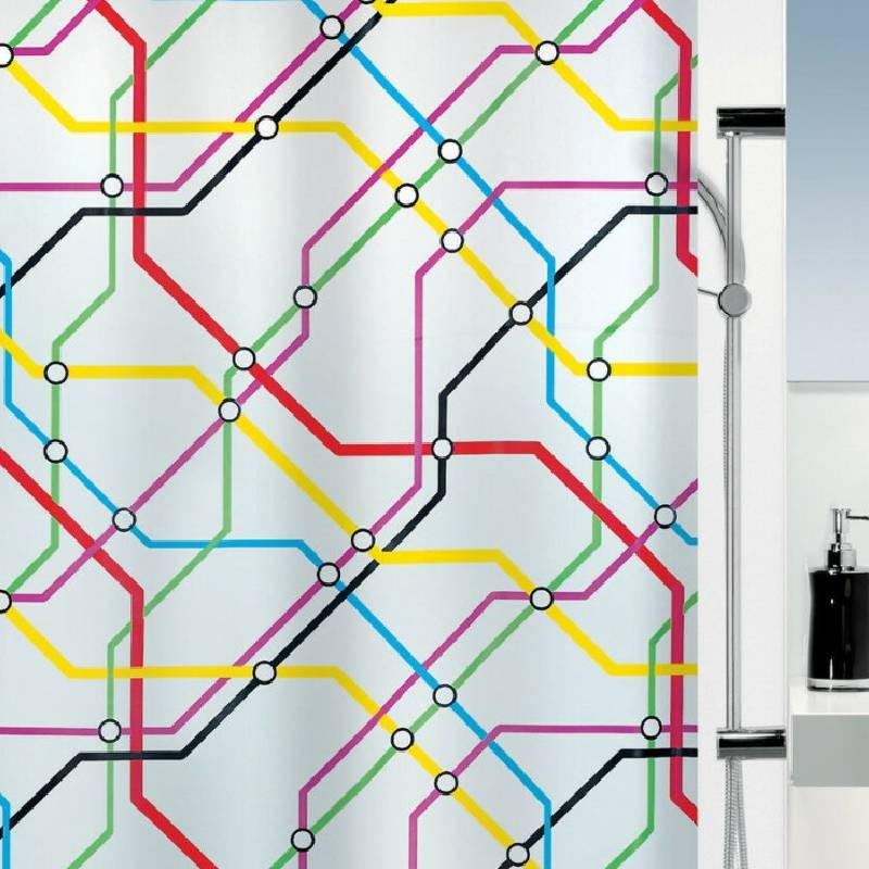 Cortina baño mapa de metro de Londres multicolor.