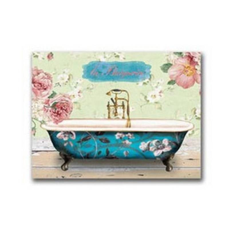 Lienzo o cuadro de baño con bañera de flores.