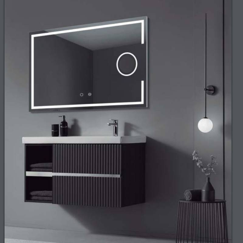 Espejo de baño luz frontal con espejo de aumento, anti vaho con sensor.