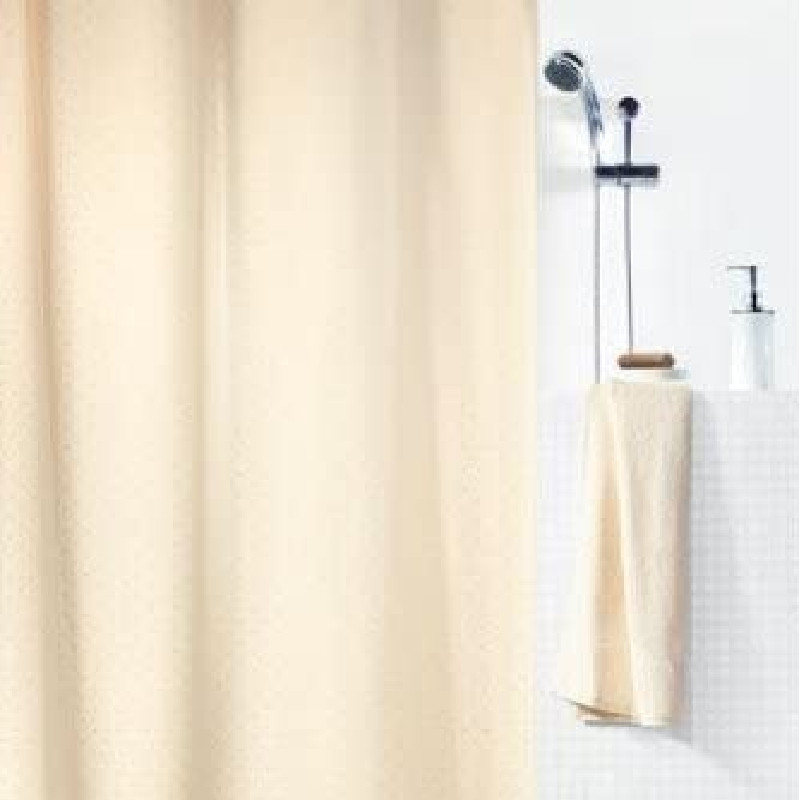 Cortina baño textil puntos bordados color champan