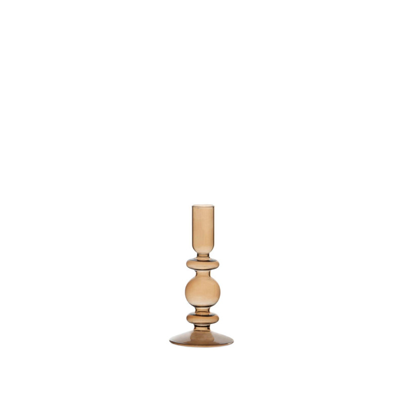 Candelabro o porta velas cristal marrón decoración pequeño..