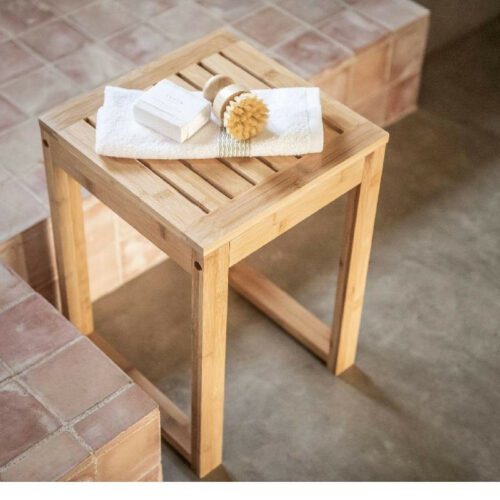 Taburete de baño de bambú nórdico