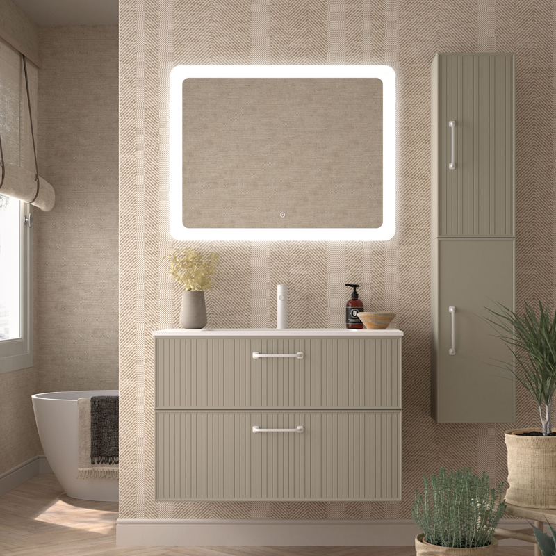 Mueble de baño colonial combinado rayas lavabo de encimera cerámica integrado. - Imagen 4