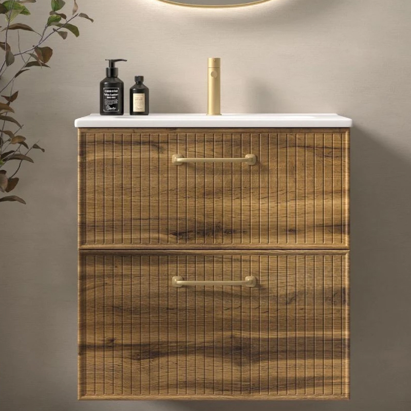 Mueble de baño colonial combinado rayas lavabo de encimera cerámica integrado. - Imagen 7