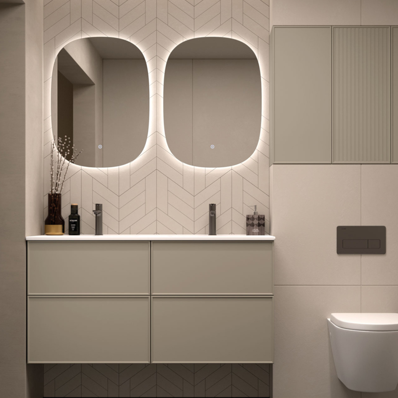 Mueble de baño colonial combinado rayas lavabo de encimera cerámica integrado. - Imagen 8